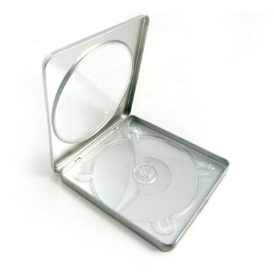hinged CD Tin with tray and window